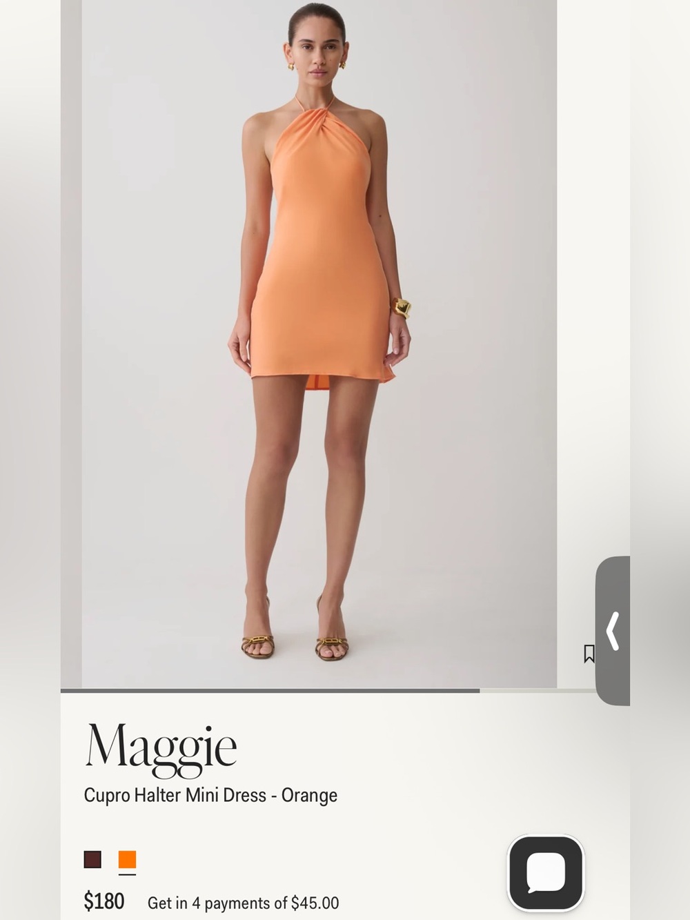 Meshki Orange Halter Mini Dress